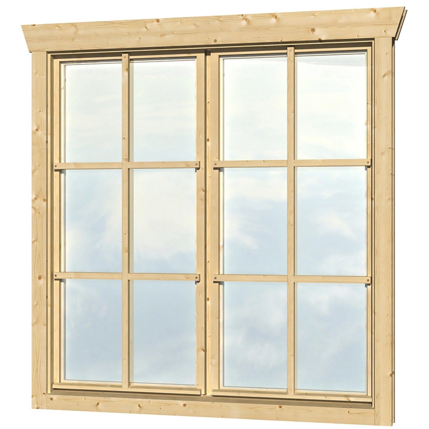 Skan Holz Doppelfenster BxH 2 x 57,5 x 123,5 cm für 28 mm Häuser von Skan Holz