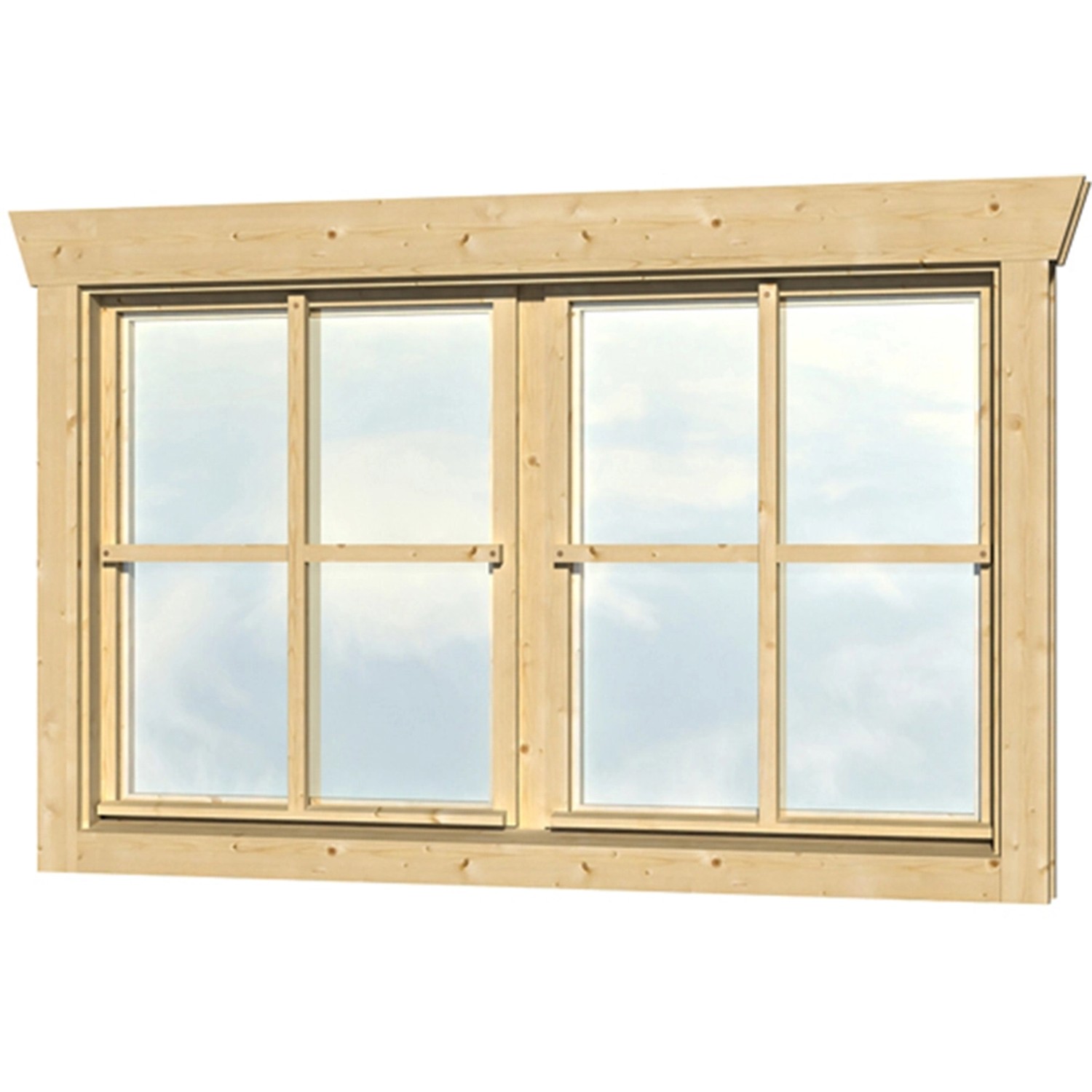 Skan Holz Doppelfenster BxH 2 x 57,5 x 70,5 cm für 28 mm Häuser von Skan Holz