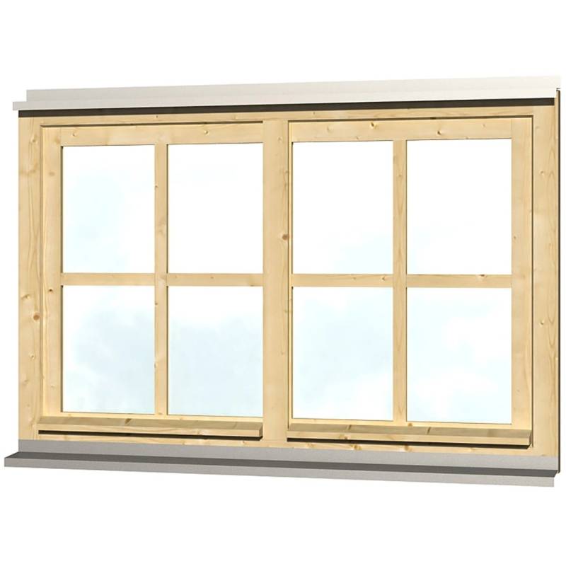 Skan Holz Doppelfenster Rahmenaußenmaß. 132,4 x 82,1 cm Natur von Skan Holz