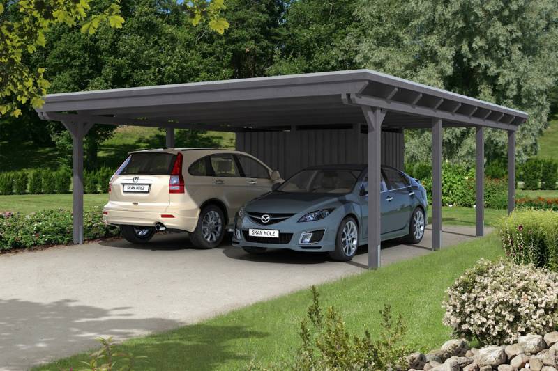 Skan Holz Emsland - Flachdach Doppelcarport aus Leimholz Breite 613 cm Holzcarport von Skan Holz