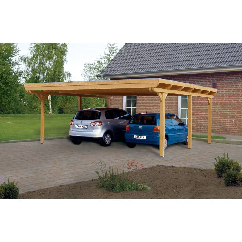 Skan Holz Flachdach-Doppelcarport Emsland 613 cm x 604 cm von Skan Holz