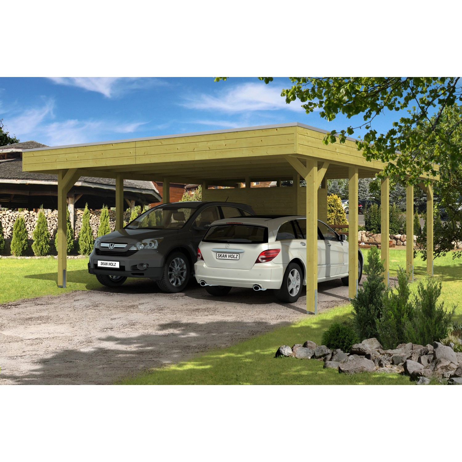 Skan Holz Flachdach-Doppelcarport Friesland B x T 557 cm x 708 cm Set 4 Skan Holz Flachdach-Doppelcarport Friesland B x T 557 cm x 708 cm Set 4 von Skan Holz