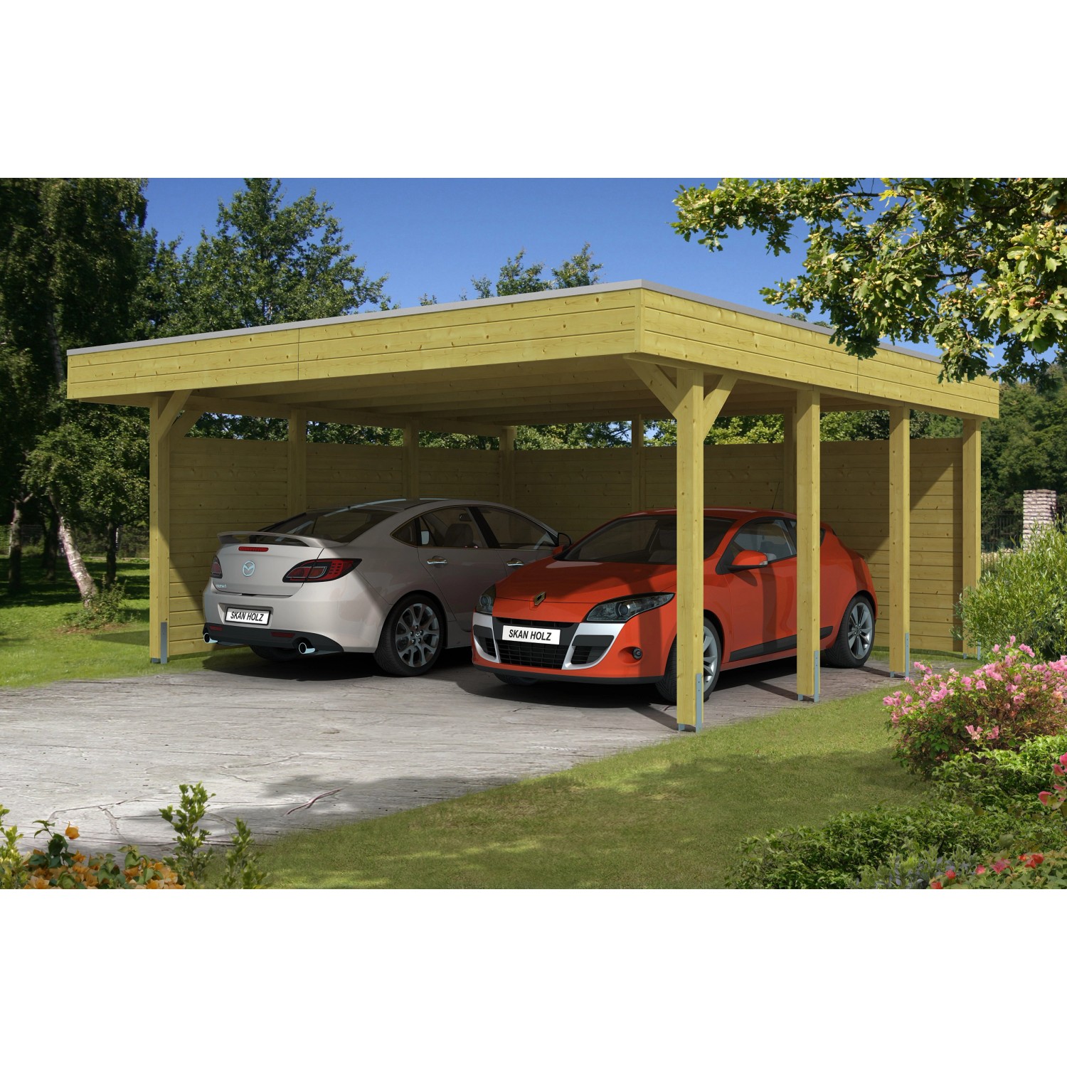 Skan Holz Flachdach-Doppelcarport Friesland Set 3 mit 557 cm x 555 cm Skan Holz Flachdach-Doppelcarport Friesland Set 3 mit 557 cm x 555 cm von Skan Holz