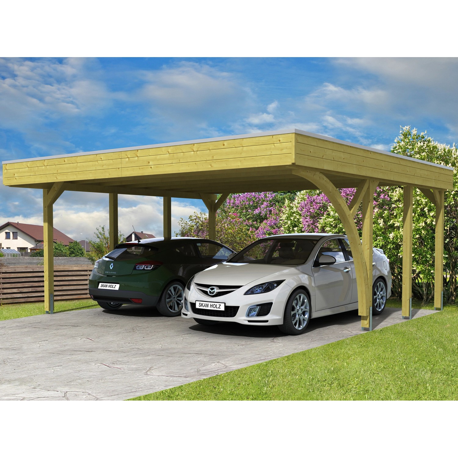 Skan Holz Flachdach-Doppelcarport Friesland Set 7 mit 557 cm x 555 cm Skan Holz Flachdach-Doppelcarport Friesland Set 7 mit 557 cm x 555 cm von Skan Holz