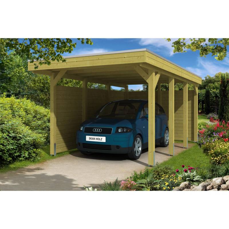Skan Holz Flachdach-Einzelcarport Friesland B x T 314 cm x 555 cm Set 1 von Skan Holz