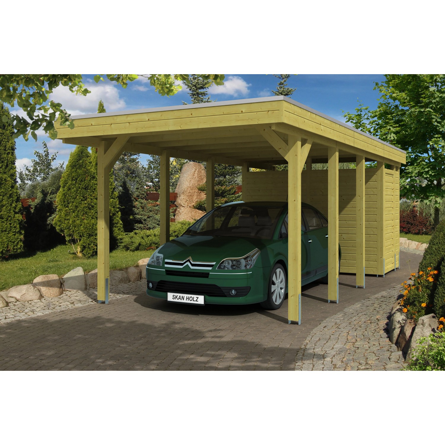 Skan Holz Flachdach-Einzelcarport Friesland B x T 314 cm x 708 cm Set 2 Skan Holz Flachdach-Einzelcarport Friesland B x T 314 cm x 708 cm Set 2 von Skan Holz