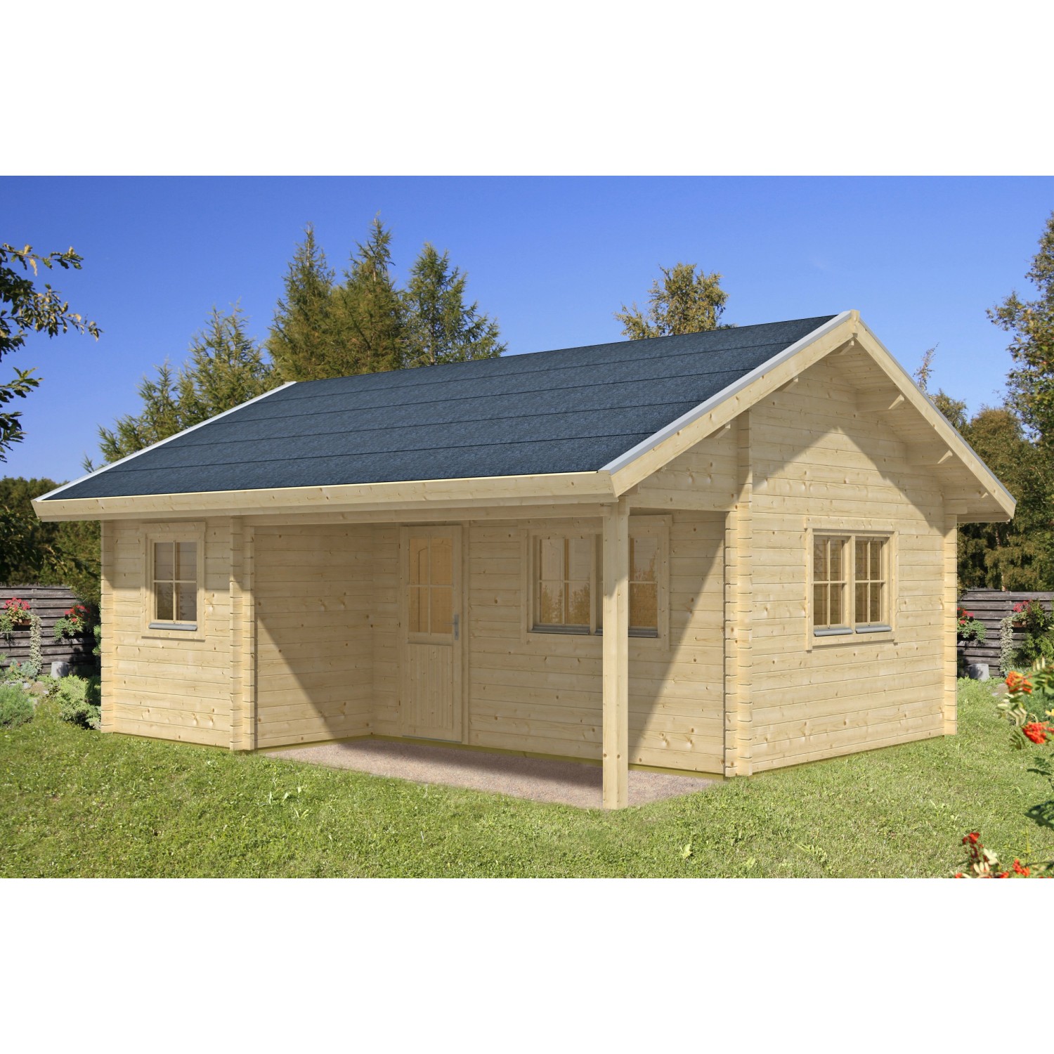 Skan Holz-Gartenhaus Ontario mit Dachlattung B x T 600 cm x 500 cm von Skan Holz