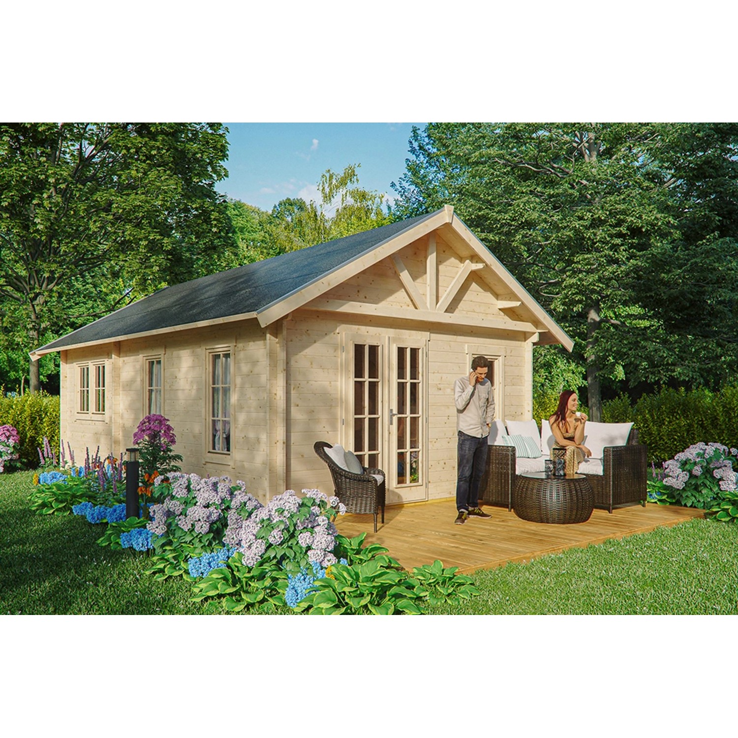 Skan Holz-Gartenhaus/Gerätehaus Toronto 4 mit Dachlattung B x T 420 cm x 660 cm von Skan Holz