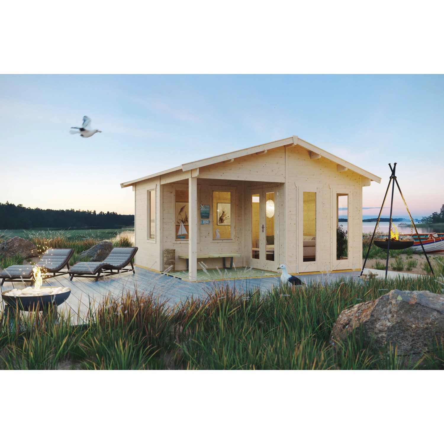 Skan Holz Gartenhaus Utrecht 460 cm x 380 cm Natur Unbehandelt Skan Holz Gartenhaus Utrecht 460 cm x 380 cm Natur Unbehandelt von Skan Holz