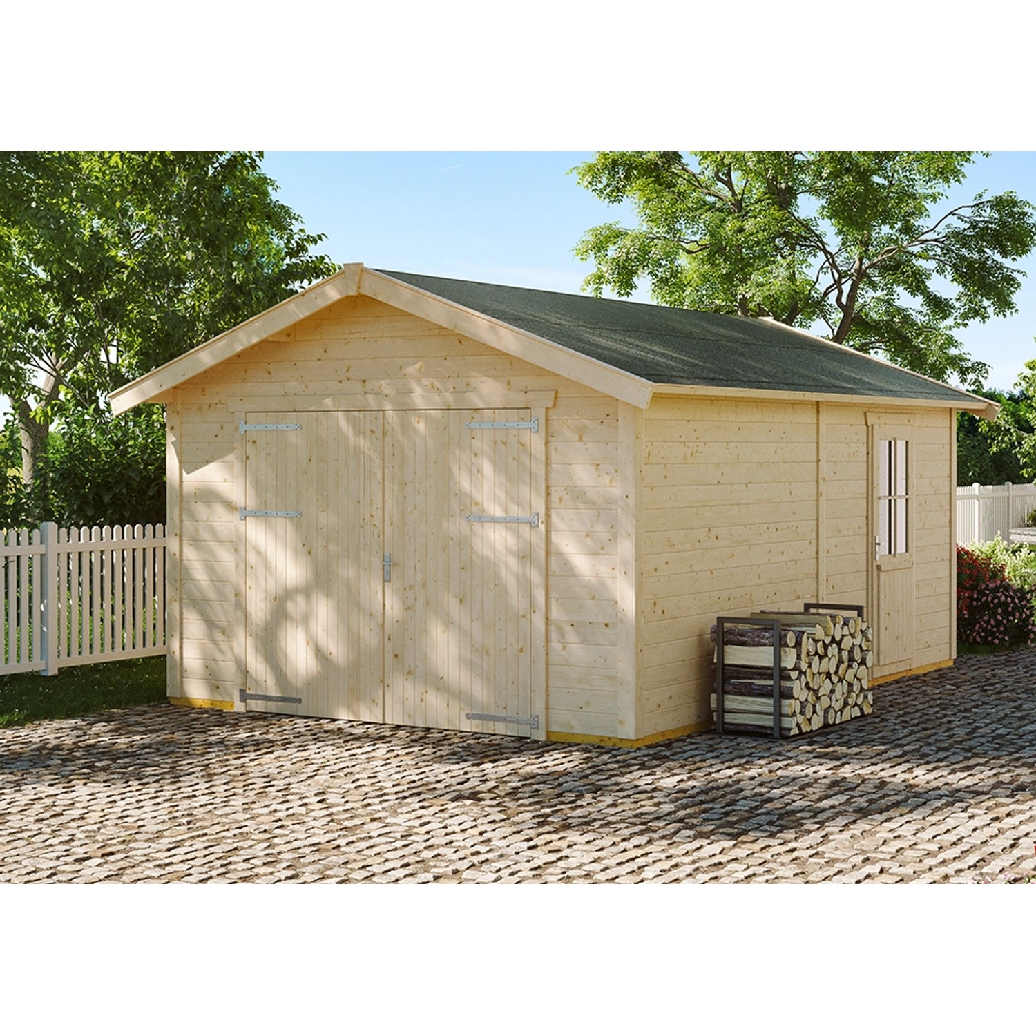 Skan Holz Holzgarage Varberg 1 370 cm x 525 cm Natur Skan Holz Holzgarage Varberg 1 370 cm x 525 cm Natur von Skan Holz