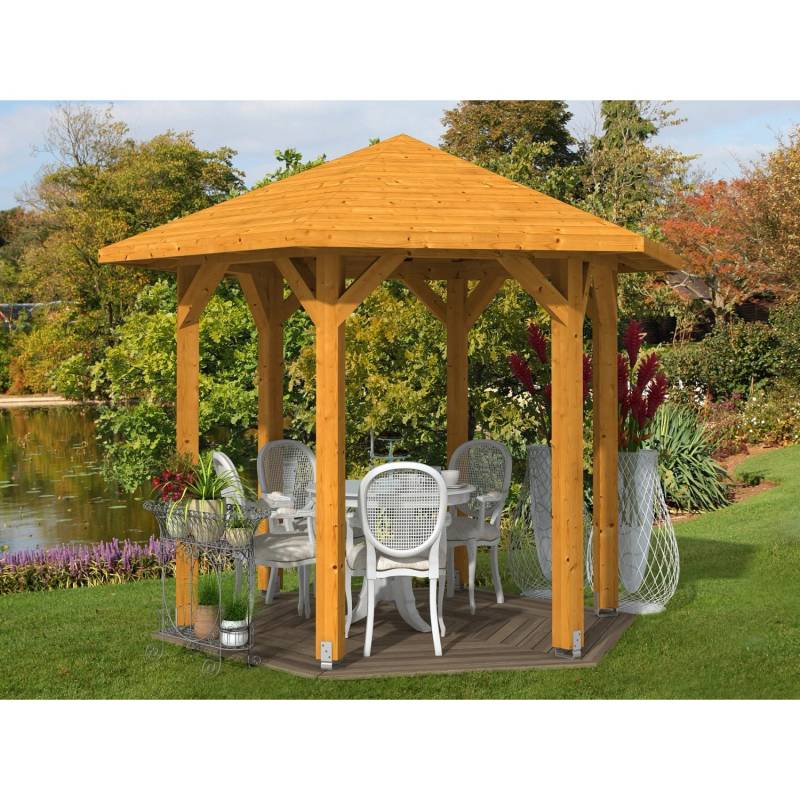 Skan Holz Pavillon Nancy 1 Leimholz 360 cm x 312 cm Eiche hell von Skan Holz