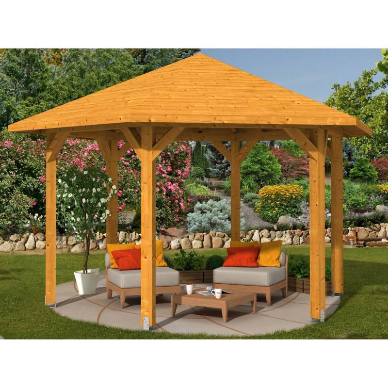 Skan Holz Pavillon Nancy 3 Leimholz 480 cm x 416 cm Eiche hell von Skan Holz