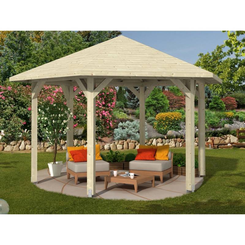 Skan Holz Pavillon Nancy 3 Leimholz 480 cm x 416 cm Natur von Skan Holz