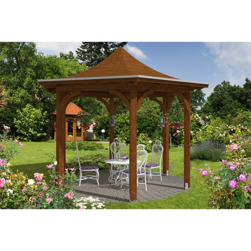 Skan Holz Pavillon Versailles Leimholz 418 cm x 360 cm Nussbaum von Skan Holz