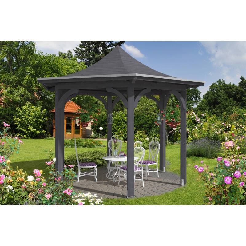 Skan Holz Pavillon Versailles Leimholz 418 cm x 360 cm Schiefergrau von Skan Holz