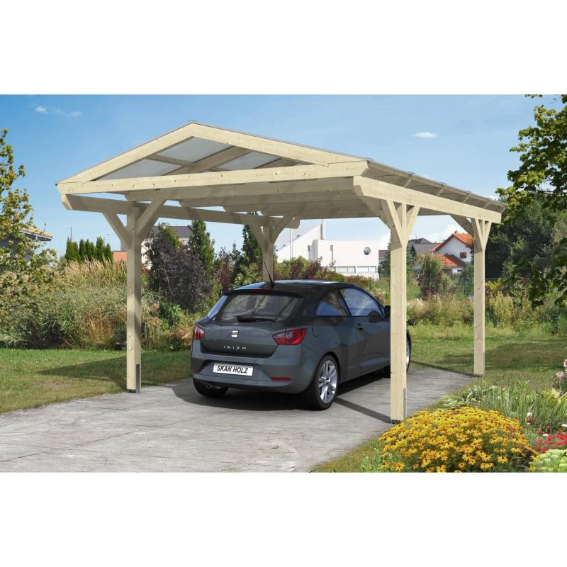 Skan Holz Satteldach-Carport Westerwald 362 cm x 541 cm gerade Kopfbänder von Skan Holz