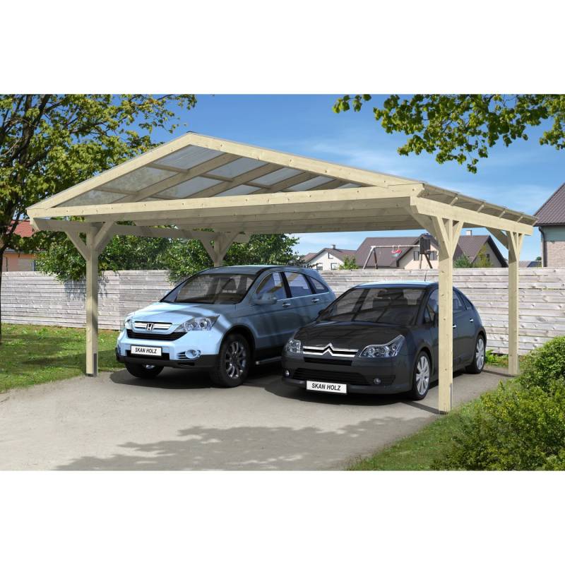 Skan Holz Satteldach-Carport Westerwald 570 cm x 541 cm gerade Kopfbänder von Skan Holz