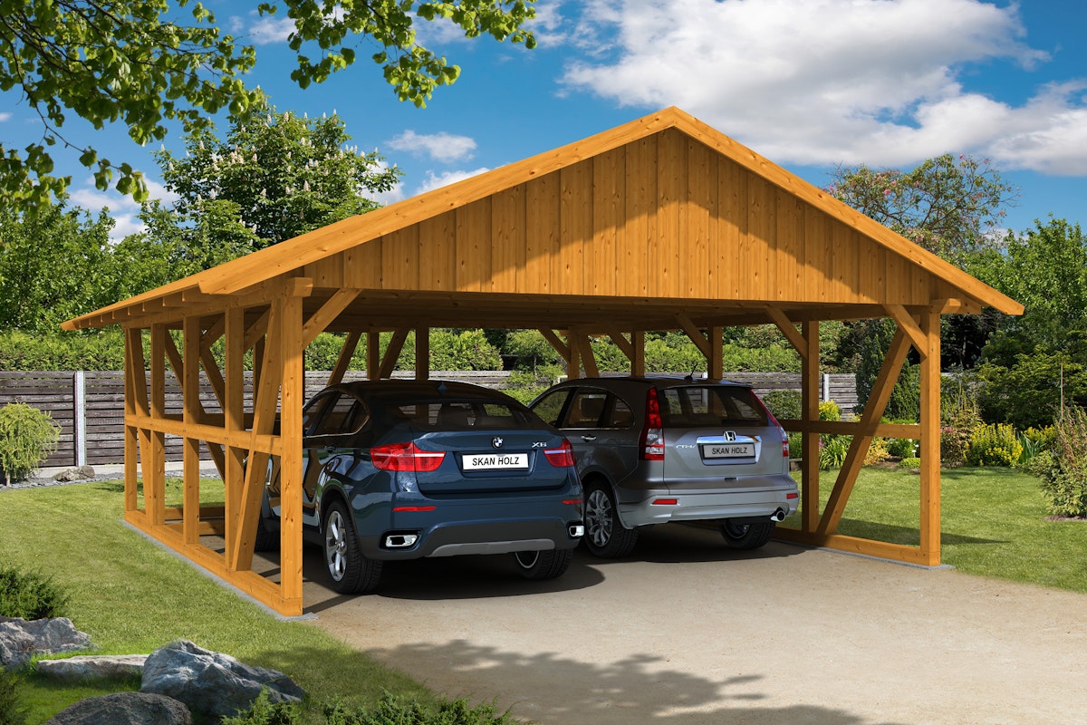 Skan Holz Schwarzwald Doppel 684x772cm Dachsch.eiche hell inkl.kl.Abstellraum Holzcarport Skan Holz Schwarzwald Doppel 684x772cm Dachsch.eiche hell inkl.kl.Abstellraum Holzcarport von Skan Holz