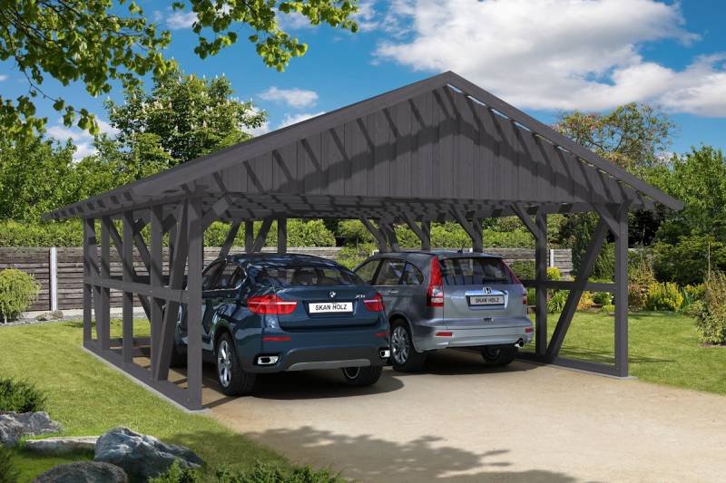 Skan Holz Schwarzwald - Satteldach Doppelcarport 684 cm Holzcarport von Skan Holz