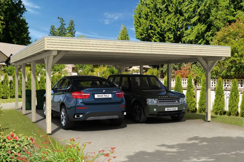 Skan Holz Spessart Doppelcarport ohne Abstellraum Gr.2 611x846cm unbehandelt Holzcarport von Skan Holz