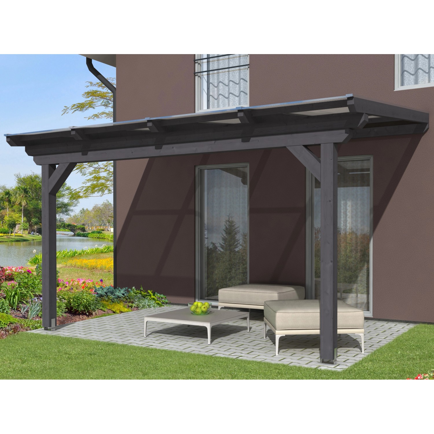 Skan Holz Terrassenüberdachung Ancona 434 x 350 cm Leimholz Schiefergrau Skan Holz Terrassenüberdachung Ancona 434 x 350 cm Leimholz Schiefergrau von Skan Holz