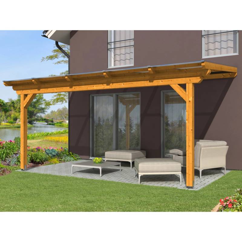 Skan Holz Terrassenüberdachung Ancona 541 x 250 cm Leimholz Eiche hell von Skan Holz