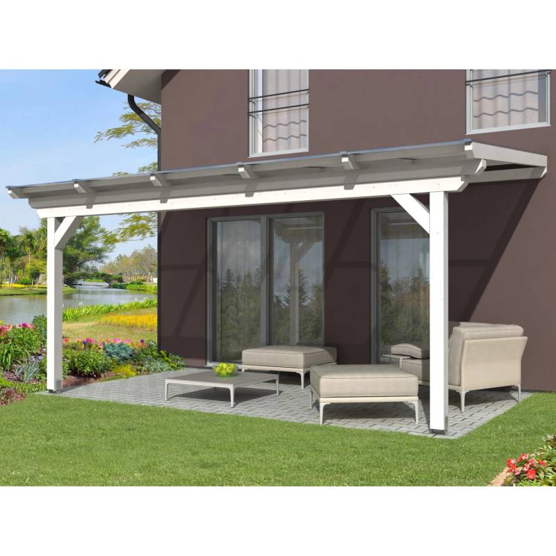 Skan Holz Terrassenüberdachung Ancona 541 x 350 cm Leimholz Weiß von Skan Holz