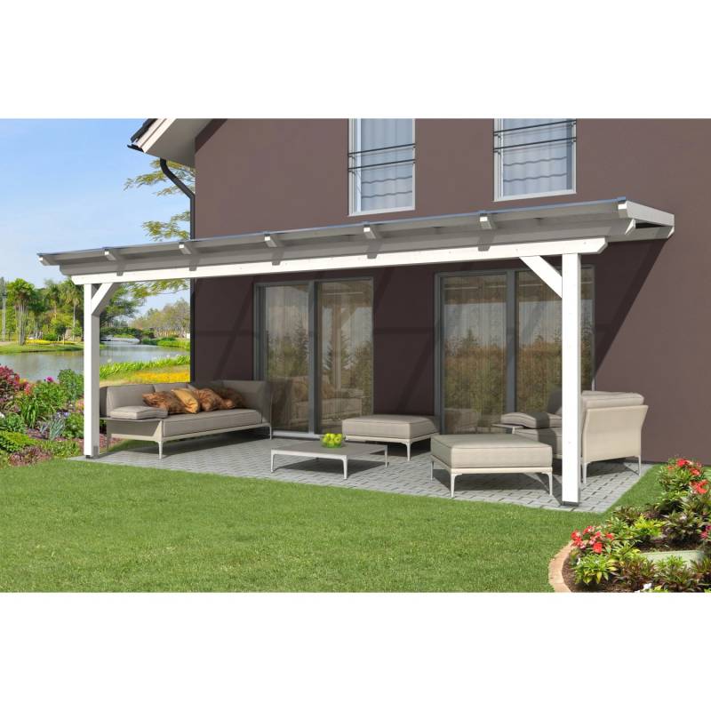 Skan Holz Terrassenüberdachung Ancona 648 x 400 cm Leimholz Weiß von Skan Holz