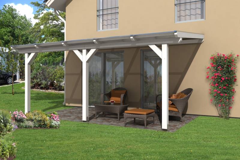 Skan Holz Terrassenüberdachung Andria 541x400cm weiß aus Leimholz von Skan Holz