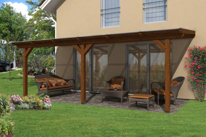 Skan Holz Terrassenüberdachung Andria 648x300cm nussbaum aus Leimholz von Skan Holz