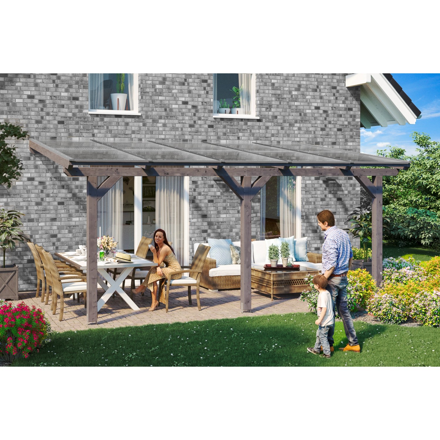 Skan Holz Terrassenüberdachung Bormio 541 cm x 250 cm Leimholz Schiefergrau Skan Holz Terrassenüberdachung Bormio 541 cm x 250 cm Leimholz Schiefergrau von Skan Holz