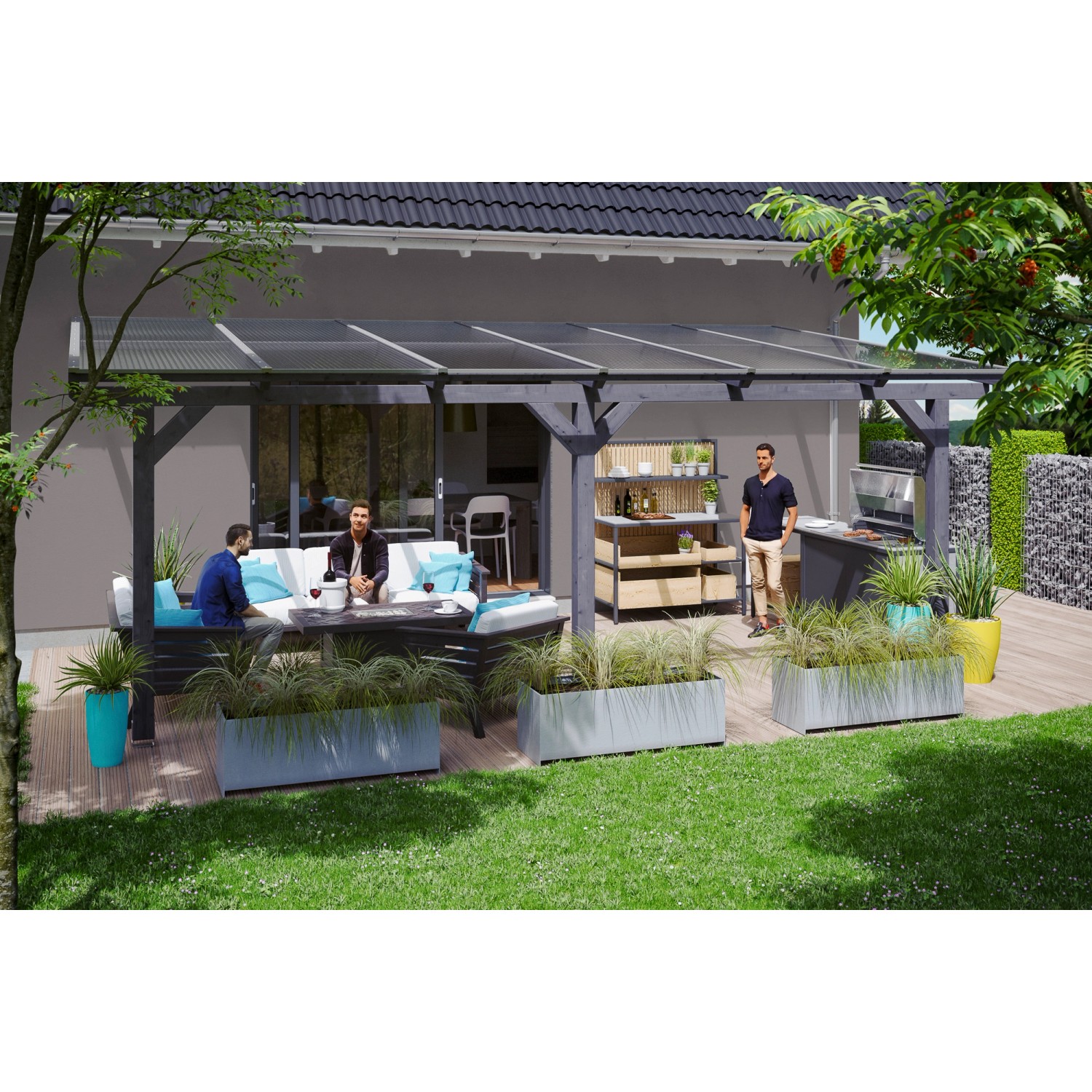 Skan Holz Terrassenüberdachung Bormio 648 cm x 250 cm Leimholz Schiefergrau Skan Holz Terrassenüberdachung Bormio 648 cm x 250 cm Leimholz Schiefergrau von Skan Holz