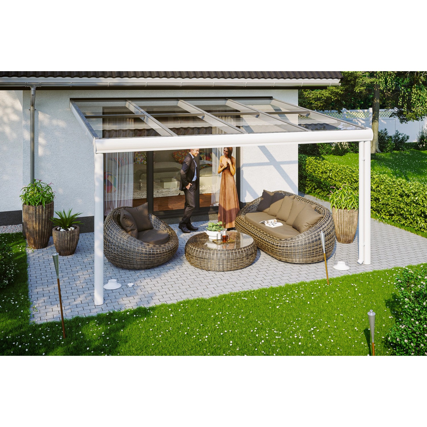 Skan Holz Terrassenüberdachung Modena 434 x 307 cm Aluminium Weiß von Skan Holz