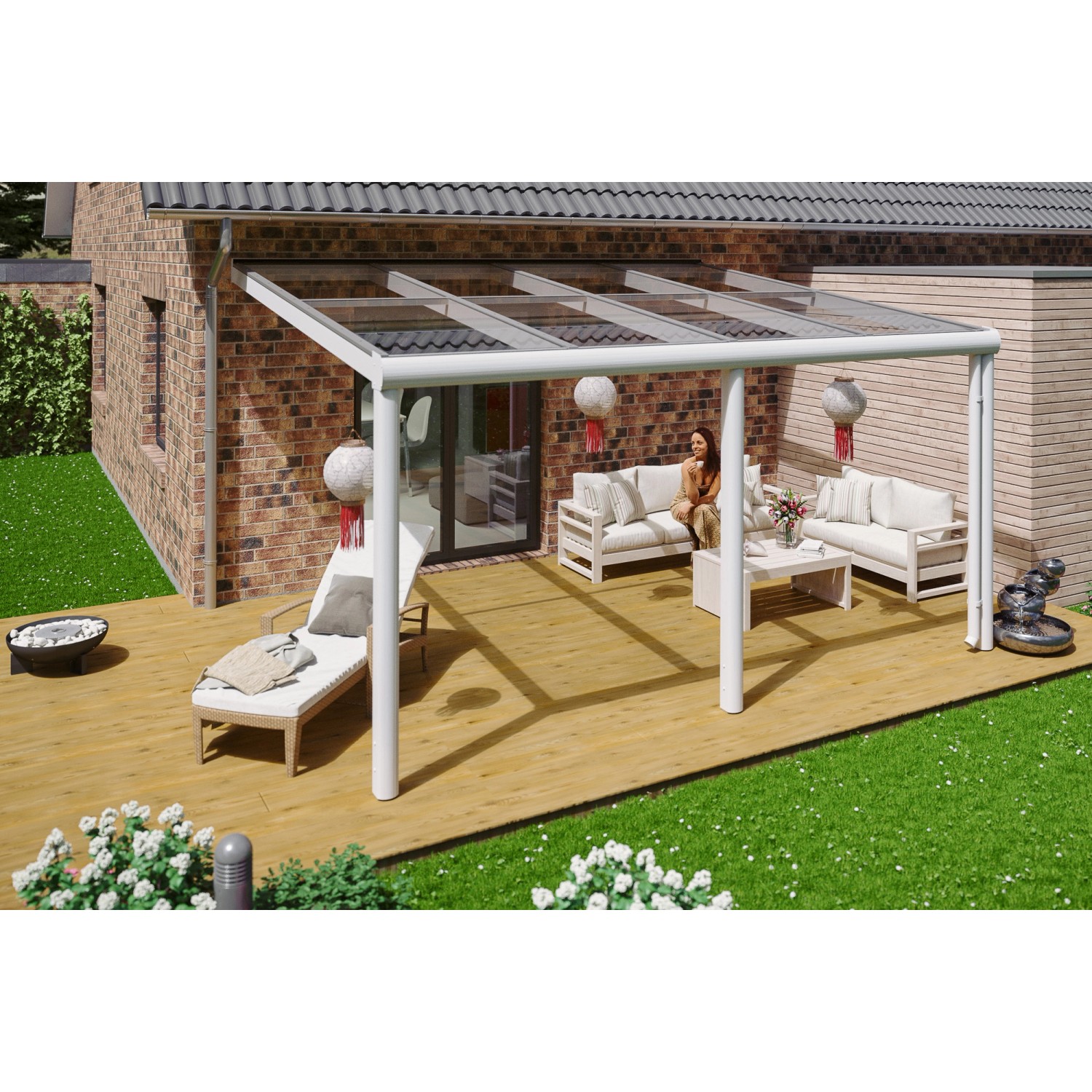 Skan Holz Terrassenüberdachung Monza 434 x 257 cm Aluminium Weiß von Skan Holz