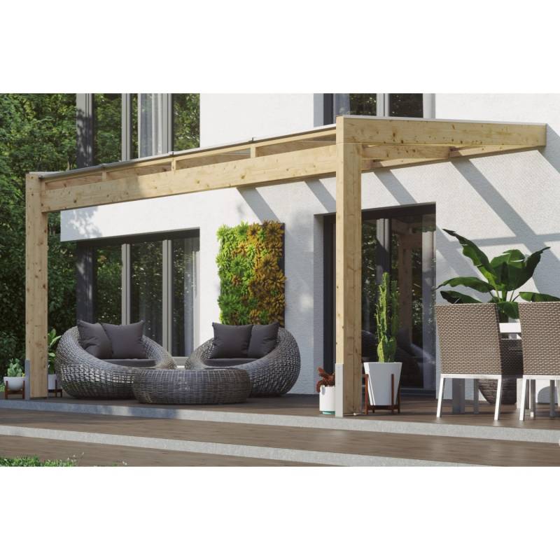 Skan Holz Terrassenüberdachung Novara 450 cm x 259 cm unbehandelt von Skan Holz