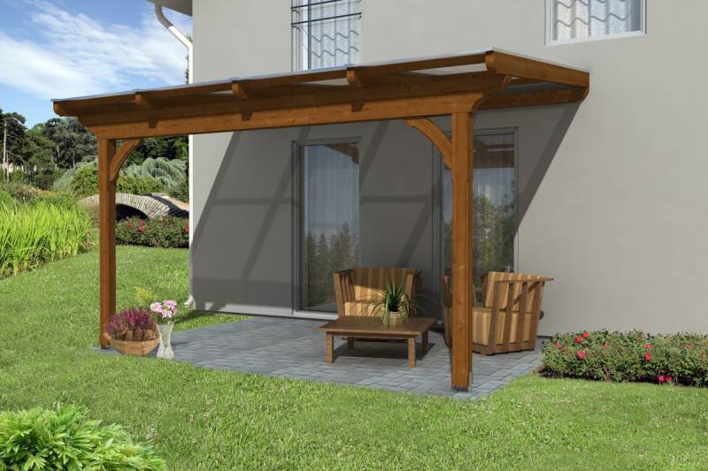 Skan Holz Terrassenüberdachung Ravenna 434x250cm nussbaum aus Douglasie von Skan Holz