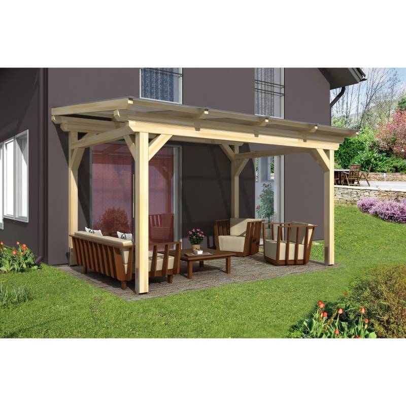 Skan Holz Terrassenüberdachung Sanremo B x T 434 cm x 250 cm Leimholz Natur von Skan Holz