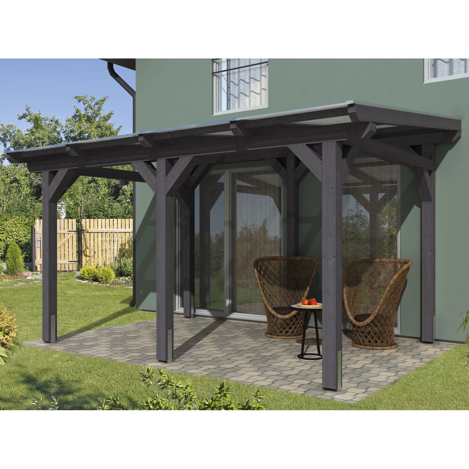 Skan Holz Terrassenüberdachung Siena 434 x 250 cm Leimholz Schiefergrau Skan Holz Terrassenüberdachung Siena 434 x 250 cm Leimholz Schiefergrau von Skan Holz