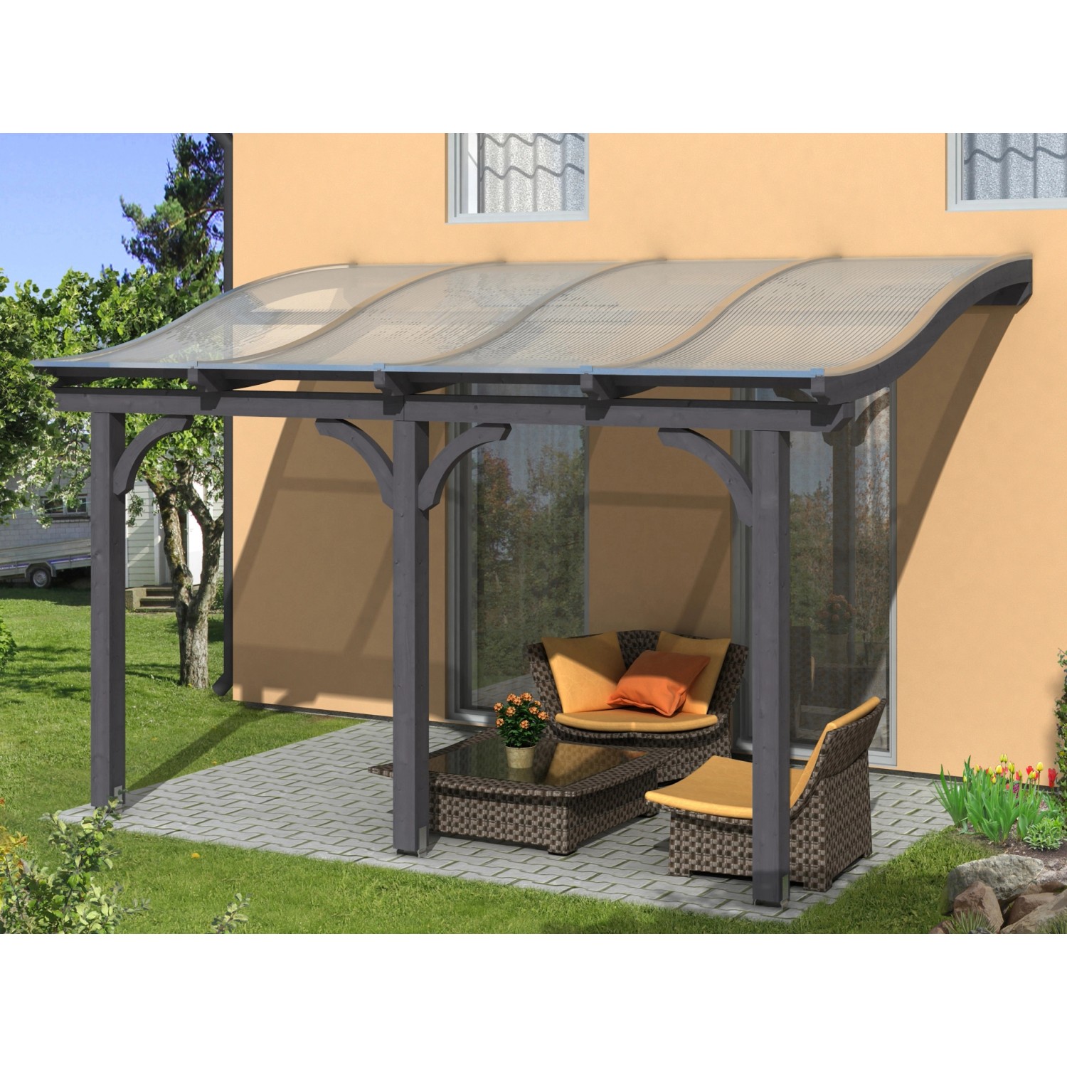Skan Holz Terrassenüberdachung Venezia 434 x 239 cm Leimholz Schiefergrau Skan Holz Terrassenüberdachung Venezia 434 x 239 cm Leimholz Schiefergrau von Skan Holz