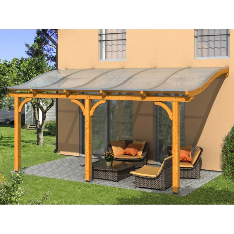 Skan Holz Terrassenüberdachung Venezia 541 x 389 cm Leimholz Eiche hell von Skan Holz