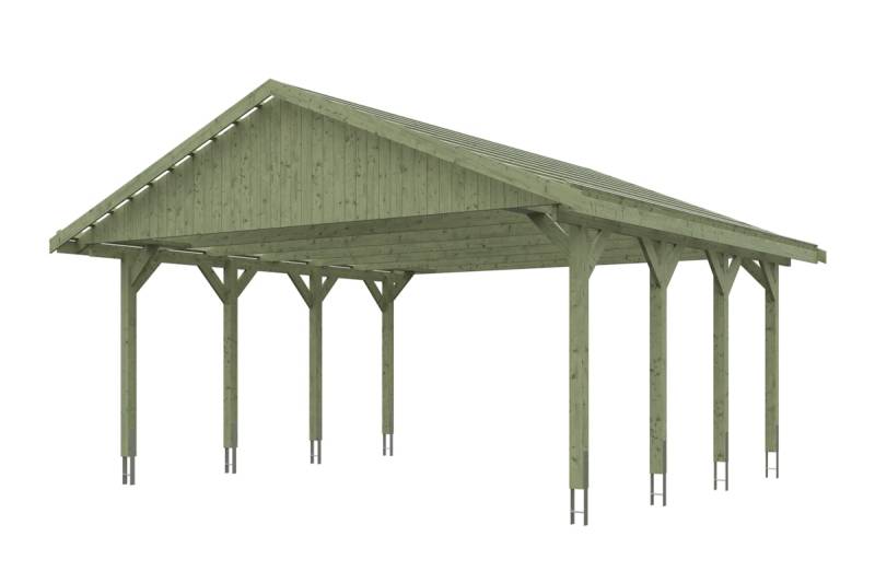 Skan Holz Wallgau - Satteldach Doppelcarport Breite 620 cm Gr. 1 - 620 x 600 cm Dachlattung farblich unbehandelt Holzcarport von Skan Holz