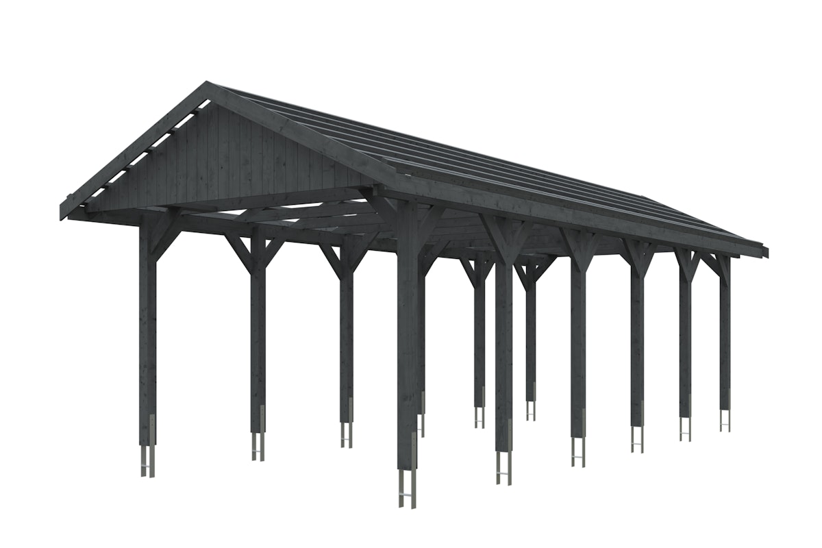 Skan Holz Wallgau - Satteldach Einzelcarport Breite 380 cm Gr. 3 - 380 x 900 cm Dachlattung Dachlattung schiefergrau Holzcarport Skan Holz Wallgau - Satteldach Einzelcarport Breite 380 cm Gr. 3 - 380 x 900 cm Dachlattung Dachlattung schiefergrau Holzcarport von Skan Holz