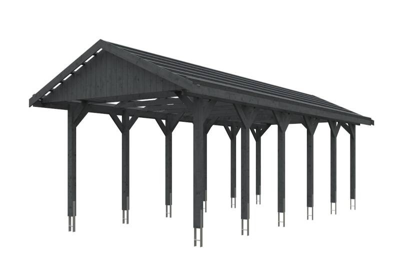 Skan Holz Wallgau - Satteldach Einzelcarport Breite 380 cm Gr. 3 - 380 x 900 cm Dachlattung Dachlattung schiefergrau Holzcarport von Skan Holz