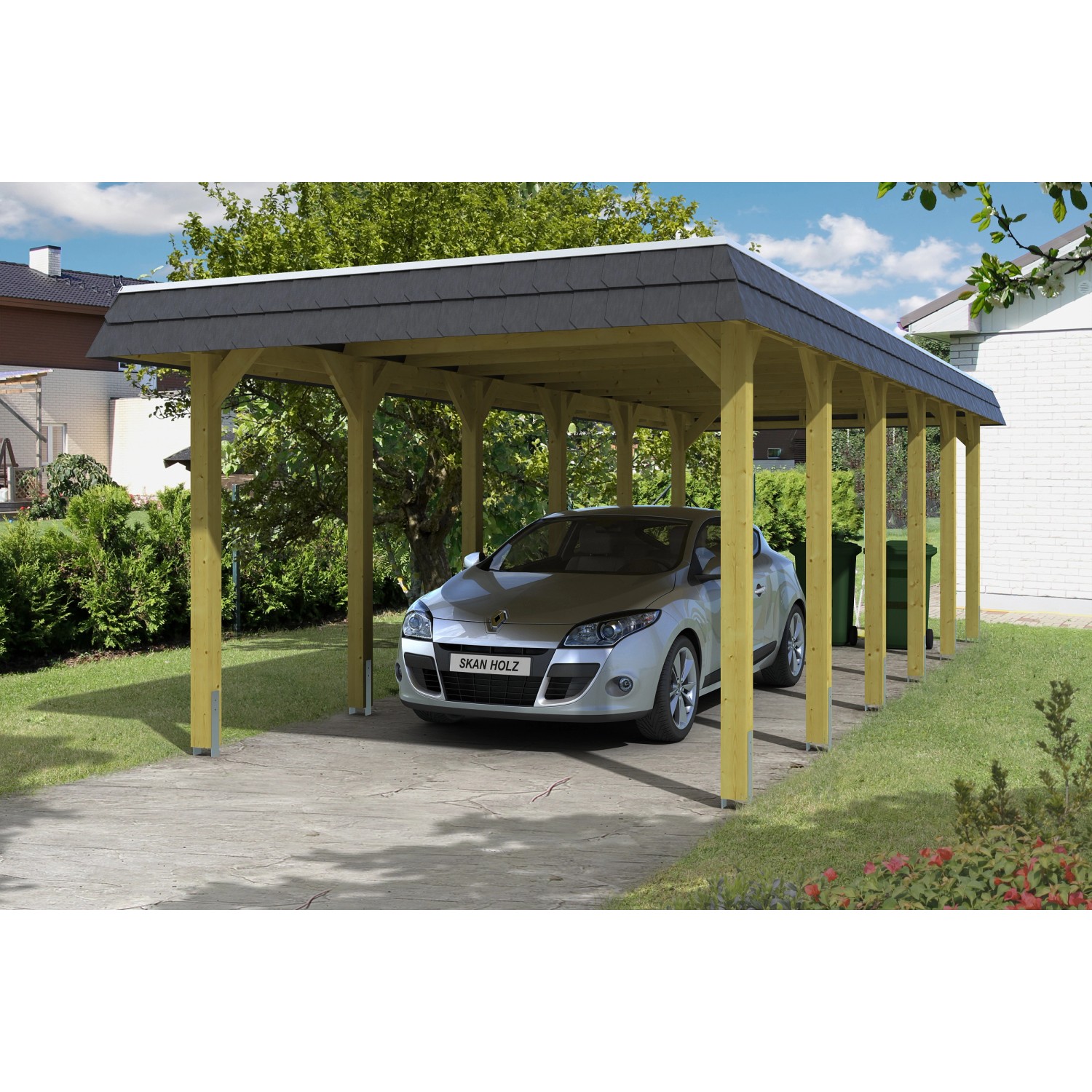 Skan Holz Walmdach-Einzelcarport Spreewald 345 cm x 893 cm Blende in Schwarz Skan Holz Walmdach-Einzelcarport Spreewald 345 cm x 893 cm Blende in Schwarz von Skan Holz