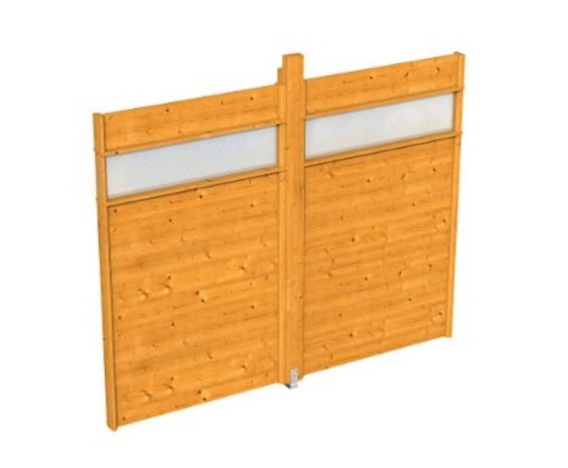 Skan Holz Wand mit Lichtband für Pavillon Toulouse eiche hell von Skan Holz
