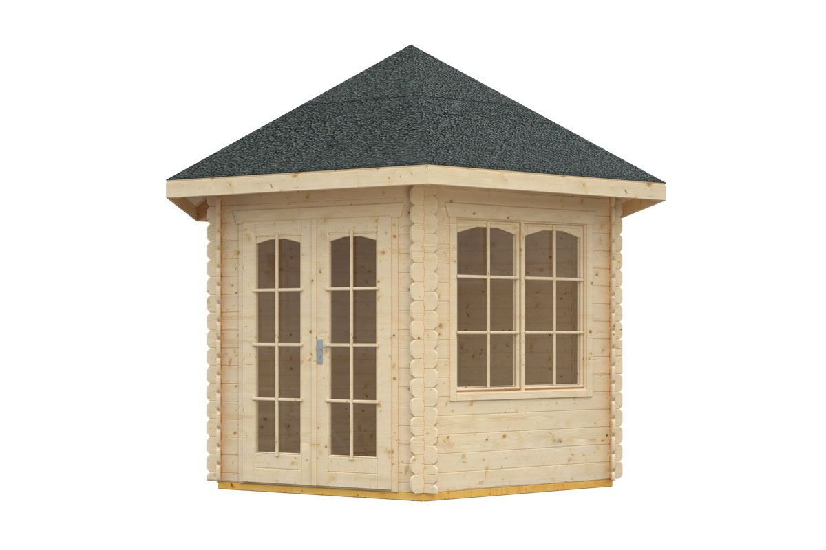 SKAN HOLZ Blockbohlen-Pavillon Madeira 2 303 x 350 cm natur von SkanHolz