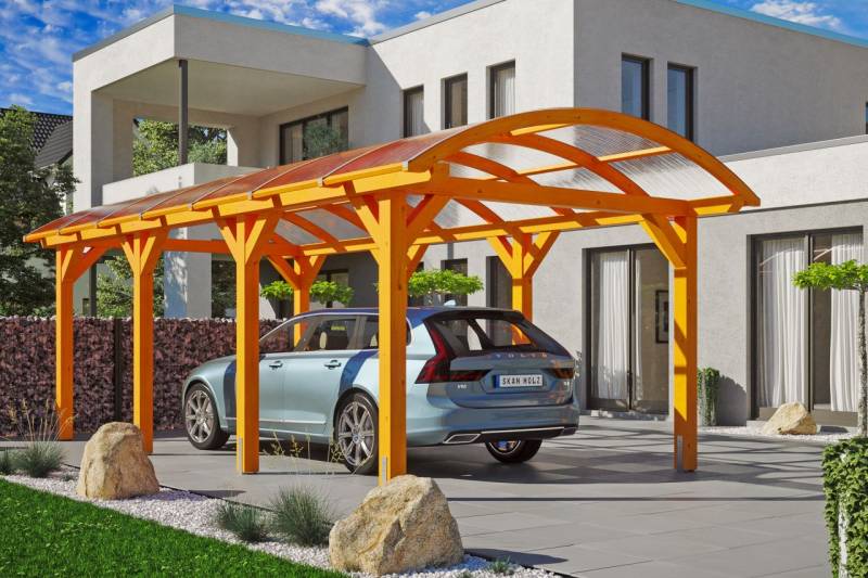 SKAN HOLZ Bogendach-Carport Franken 376 x 755 cm, lasiert in Eiche hell SKAN HOLZ Bogendach-Carport Franken 376 x 755 cm, lasiert in Eiche hell von SkanHolz