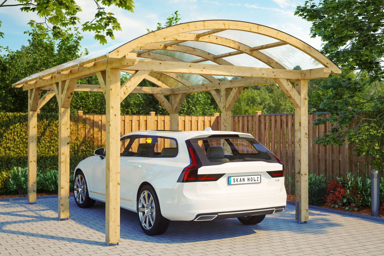 SKAN HOLZ Bogendach-Carport Franken 376 x 755 cm natur von SkanHolz