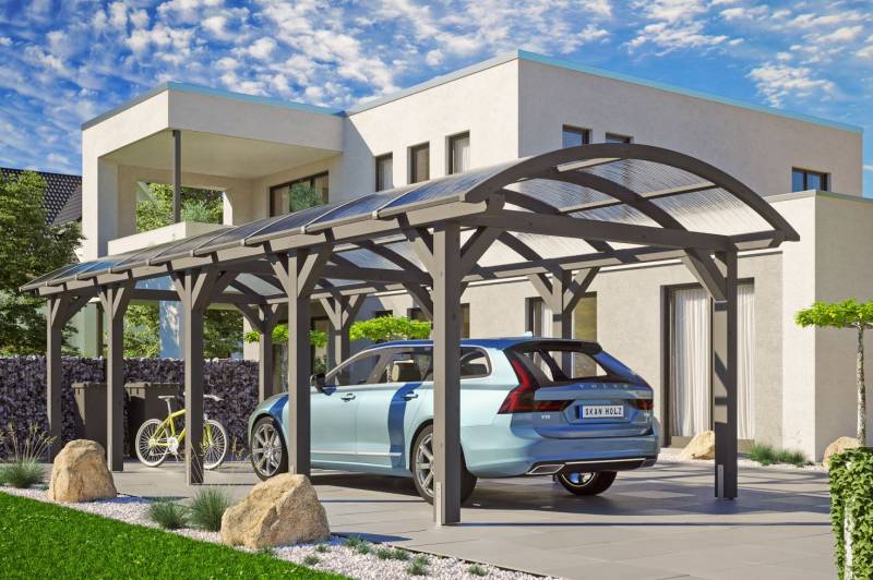 SKAN HOLZ Bogendach-Carport Franken 376 x 969 cm, lasiert in Schiefergrau SKAN HOLZ Bogendach-Carport Franken 376 x 969 cm, lasiert in Schiefergrau von SkanHolz