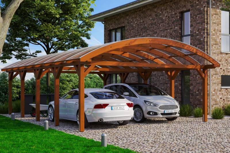 SKAN HOLZ Bogendach-Carport Franken 635 x 969 cm, lasiert in Nussbaum SKAN HOLZ Bogendach-Carport Franken 635 x 969 cm, lasiert in Nussbaum von SkanHolz